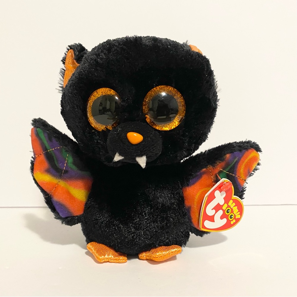 TY Beanie Boos Scarem Boo Plush Black Bat Glitter Sparkle Stuffed Animal Toy 6”